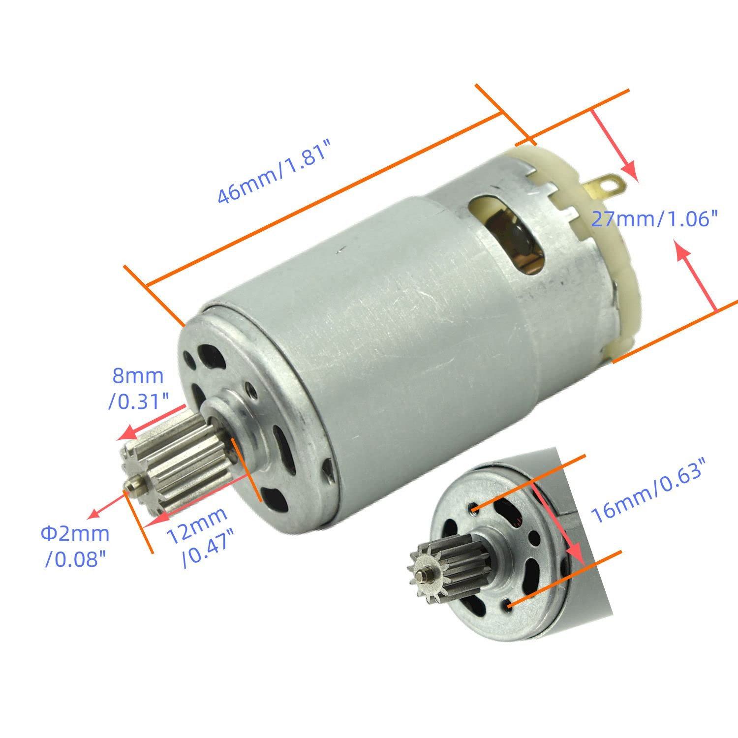 CHANCS RS390 6V DC Motor 14000 RPM for Kids Electric Ride-On Cars - 12 Tooth Gear Replacement