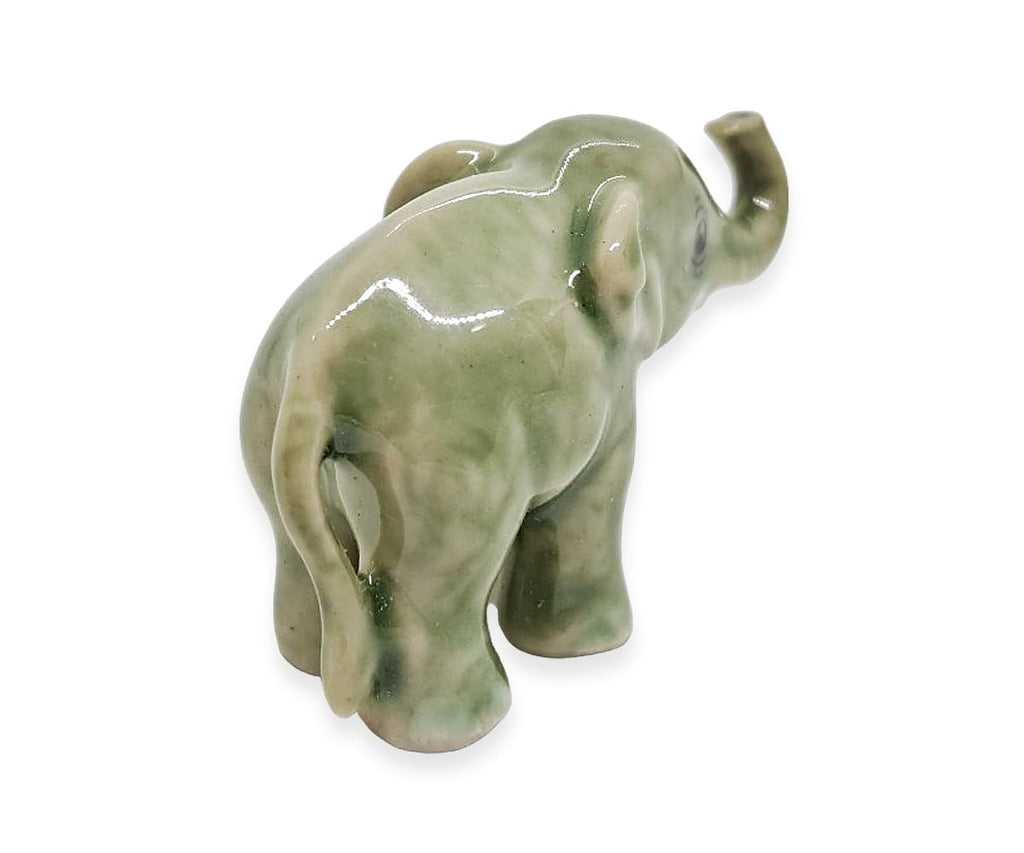 ChangThai Design Tiny 1-Inch Light Gray Baby Elephant Figurine - Hand-Painted Ceramic Miniature Collectible