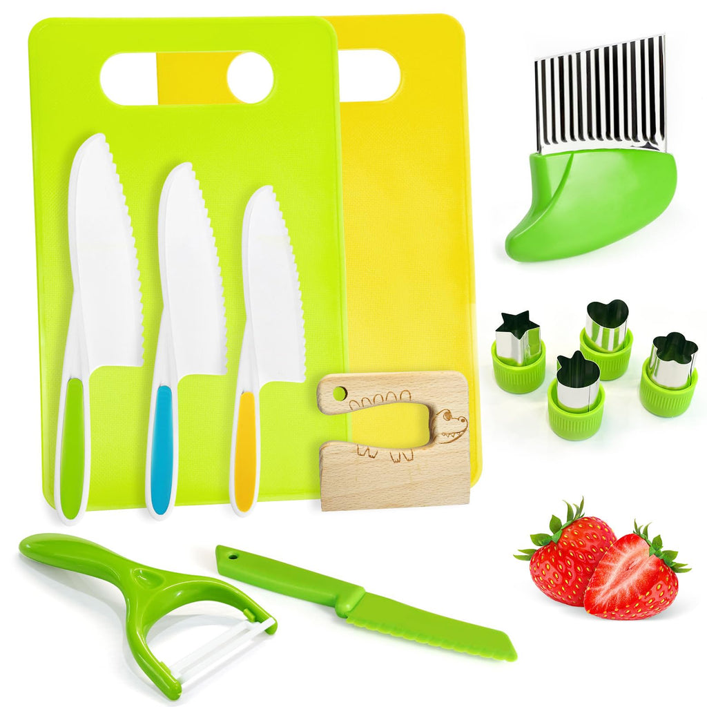 Chanking 13-Piece Kids Safe Knife Set for Real Cooking - Montessori Kitchen Tools for Toddlers Ages 4+