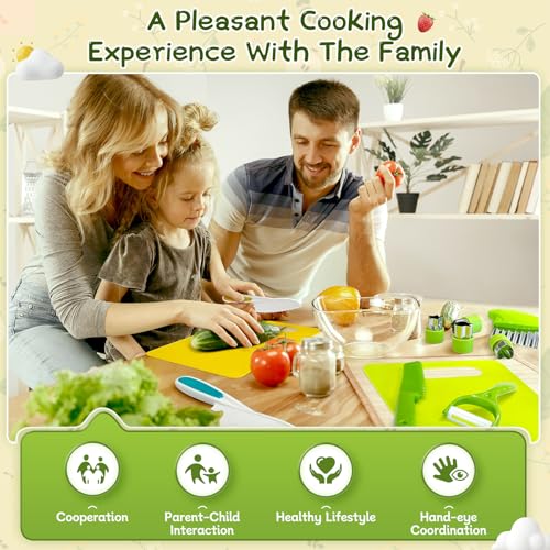 Chanking 13-Piece Kids Safe Knife Set for Real Cooking - Montessori Kitchen Tools for Toddlers Ages 4+