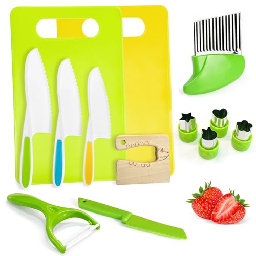 Chanking 13-Piece Kids Safe Knife Set for Real Cooking - Montessori Kitchen Tools for Toddlers Ages 4+