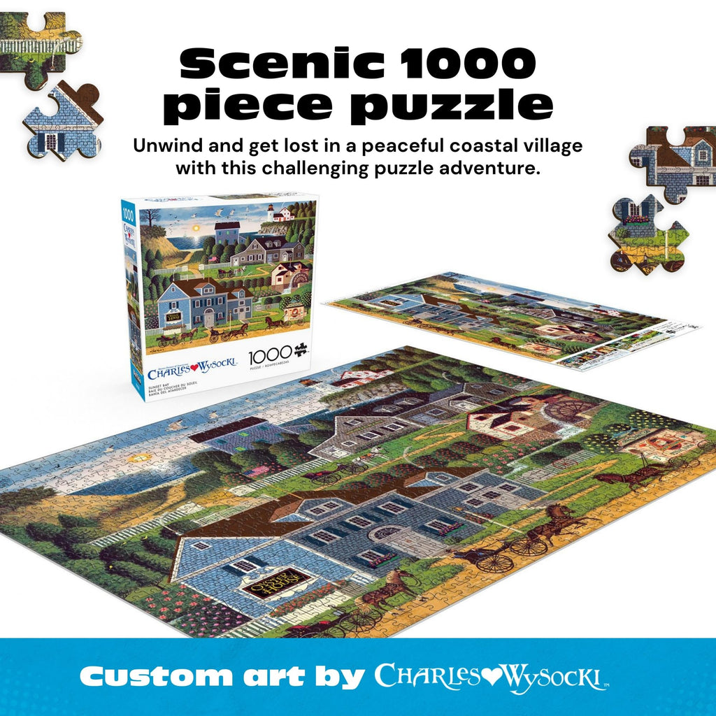 Charles Wysocki Sunset Bay 1000-Piece Jigsaw Puzzle – Buffalo Games, Perfect Snap Fit, 26.75x19.75 in