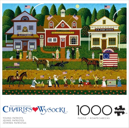 Charles Wysocki Young Patriots 1000-Piece Jigsaw Puzzle - Buffalo Games, 26.75x19.75 in, Poster Included, Recycled Board