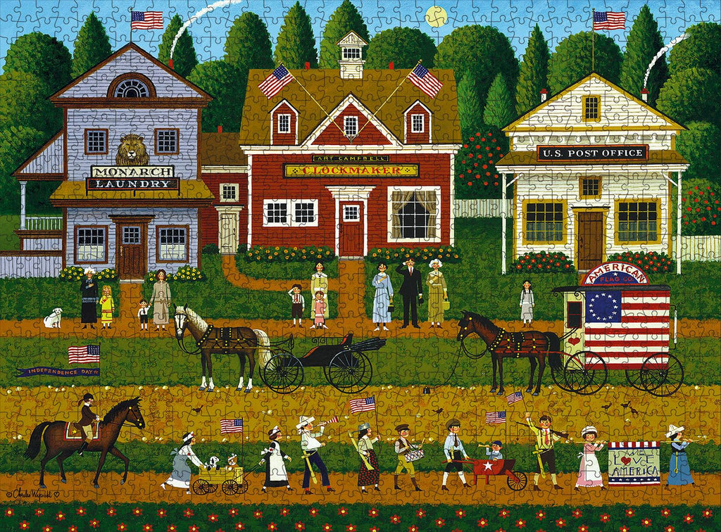Charles Wysocki Young Patriots 1000-Piece Jigsaw Puzzle - Buffalo Games, 26.75x19.75 in, Poster Included, Recycled Board