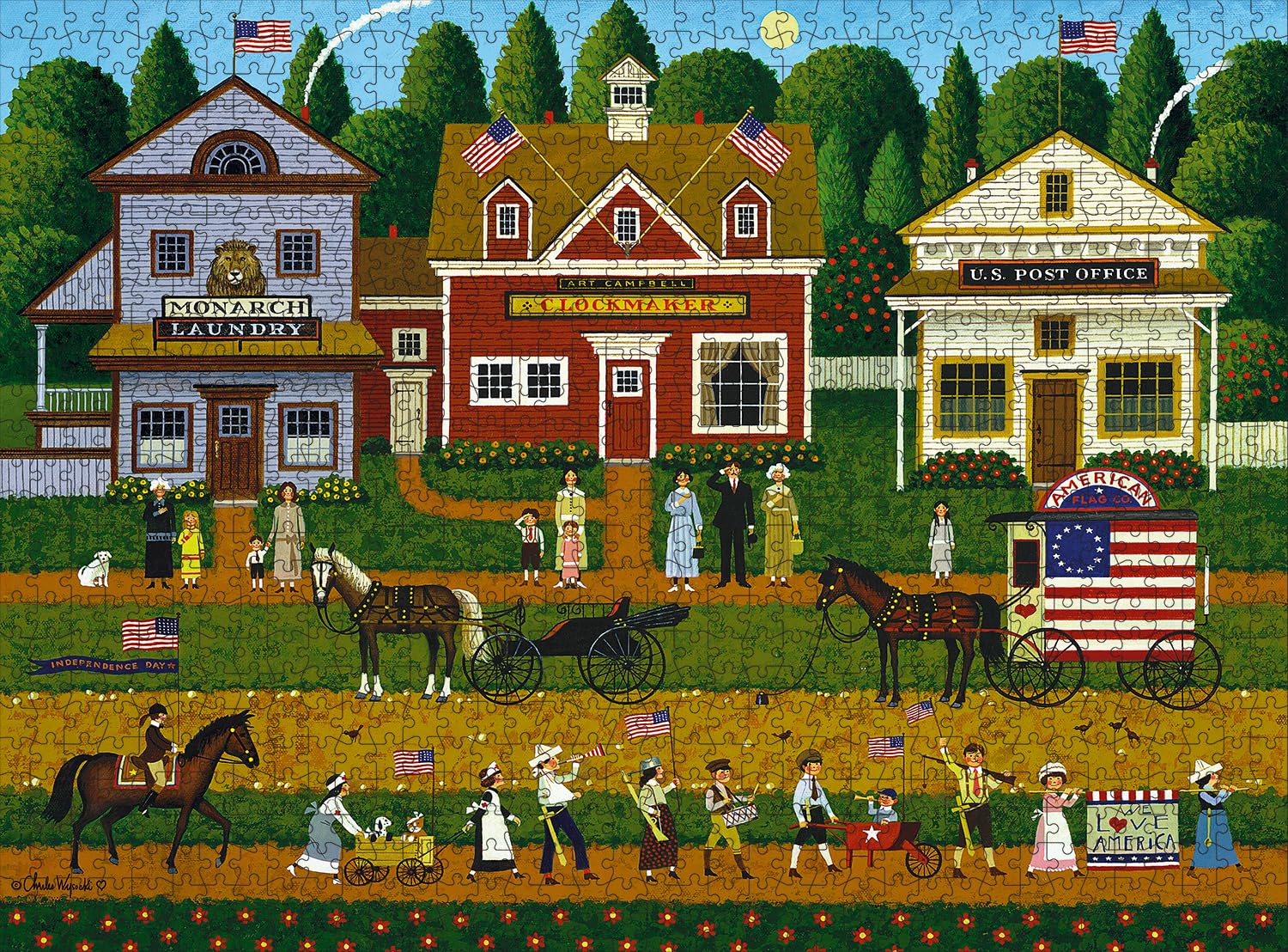 Charles Wysocki Young Patriots 1000-Piece Jigsaw Puzzle - Buffalo Games, 26.75x19.75 in, Poster Included, Recycled Board