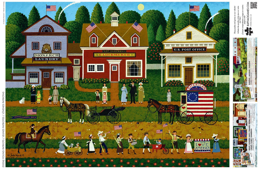 Charles Wysocki Young Patriots 1000-Piece Jigsaw Puzzle - Buffalo Games, 26.75x19.75 in, Poster Included, Recycled Board