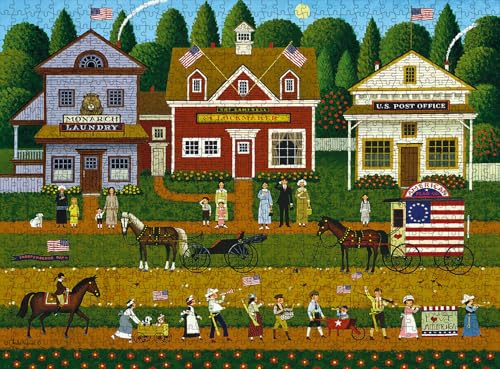 Charles Wysocki Young Patriots 1000-Piece Jigsaw Puzzle - Buffalo Games, 26.75x19.75 in, Poster Included, Recycled Board