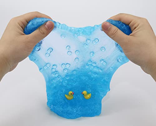 Charming Blue Crunchy Fishbowl Bead Slime - Super Soft Non-Sticky Stress Toy for Kids Ages 6+ Birthday Party Favor Christmas Stocking Stuffer