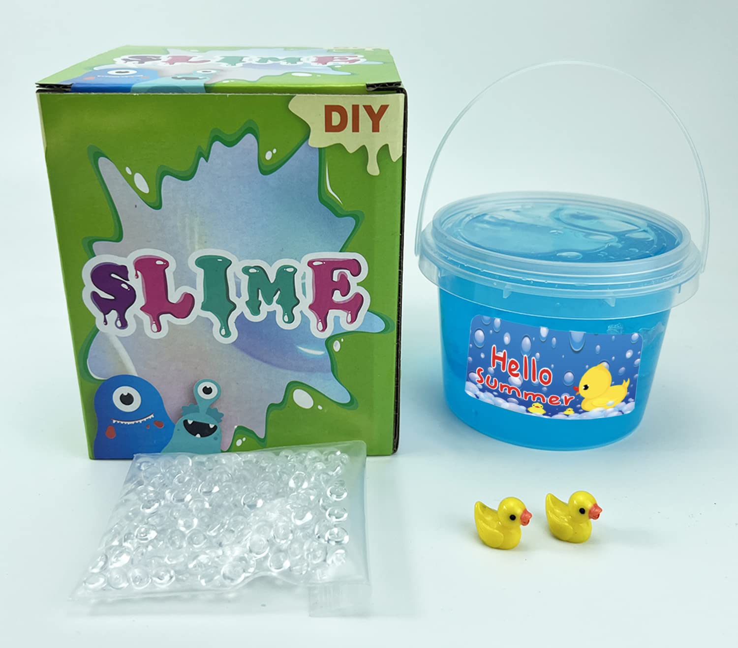 Charming Blue Crunchy Fishbowl Bead Slime - Super Soft Non-Sticky Stress Toy for Kids Ages 6+ Birthday Party Favor Christmas Stocking Stuffer