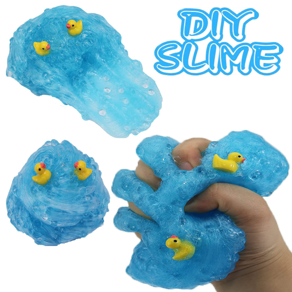 Charming Blue Crunchy Fishbowl Bead Slime - Super Soft Non-Sticky Stress Toy for Kids Ages 6+ Birthday Party Favor Christmas Stocking Stuffer