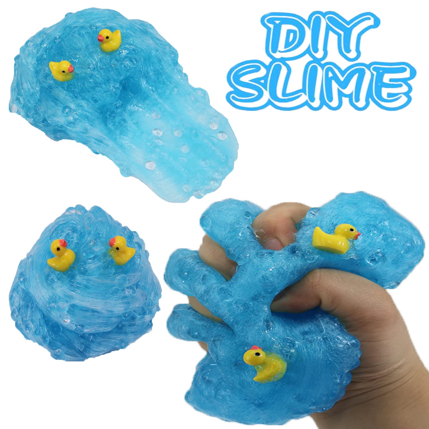 Charming Blue Crunchy Fishbowl Bead Slime - Super Soft Non-Sticky Stress Toy for Kids Ages 6+ Birthday Party Favor Christmas Stocking Stuffer