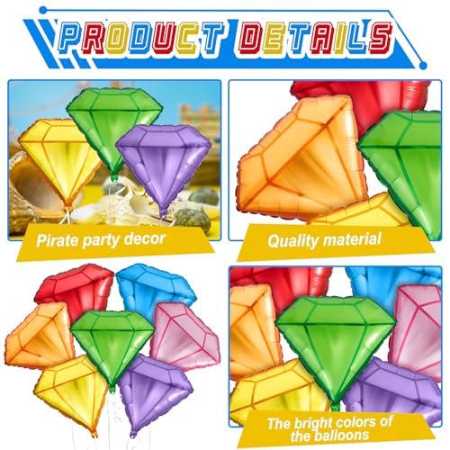 Charnoel 7-Pack Chaos Gem Balloons – 23-Inch Foil Party Decorations in 7 Colors