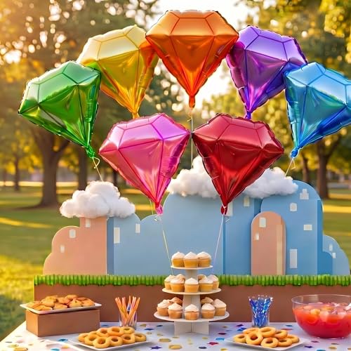 Charnoel 7-Pack Chaos Gem Balloons – 23-Inch Foil Party Decorations in 7 Colors