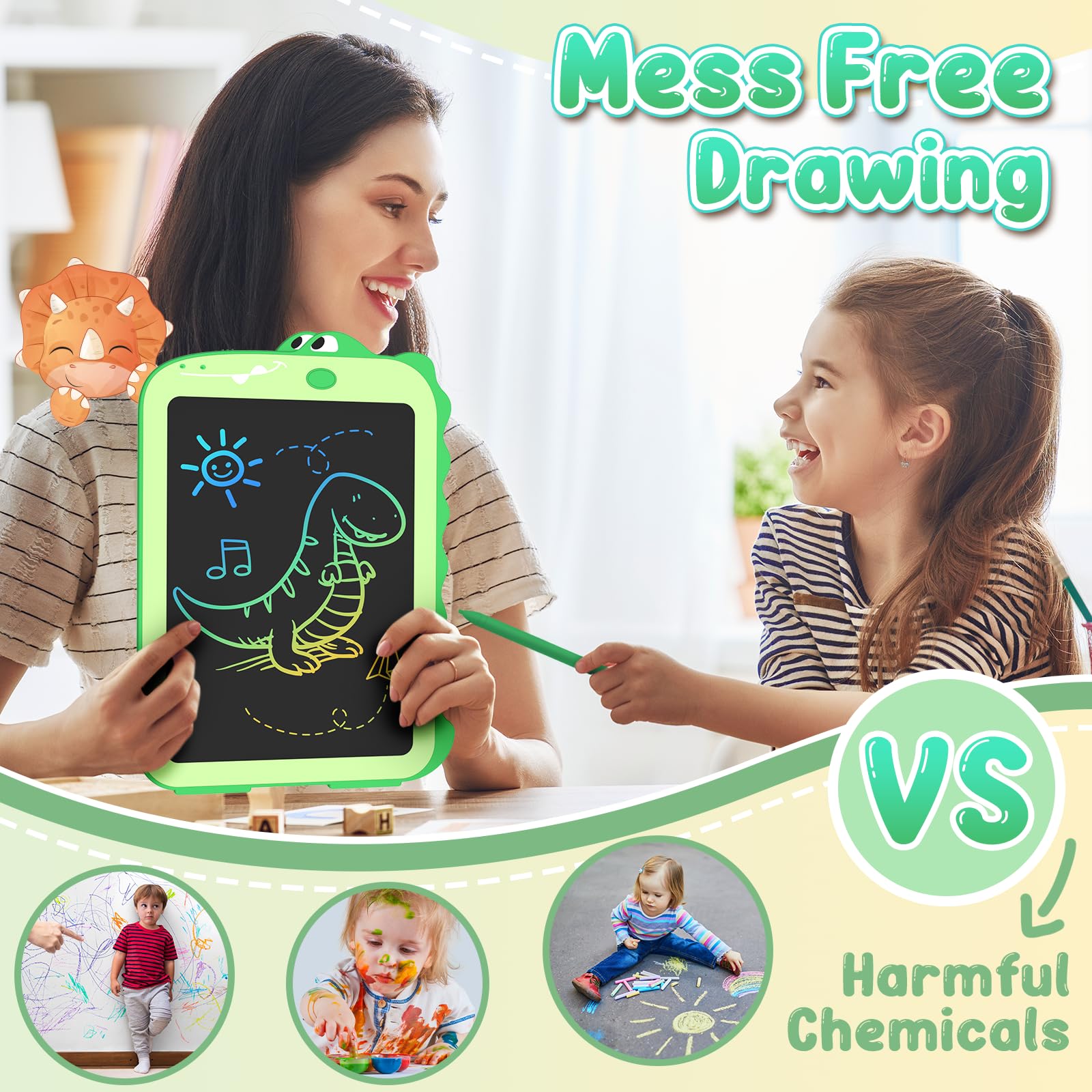 CHEERFUN 8.5" LCD Writing Tablet for Kids - Dinosaur Toddler Drawing Board, Educational Toys for Boys Girls Ages 3-8