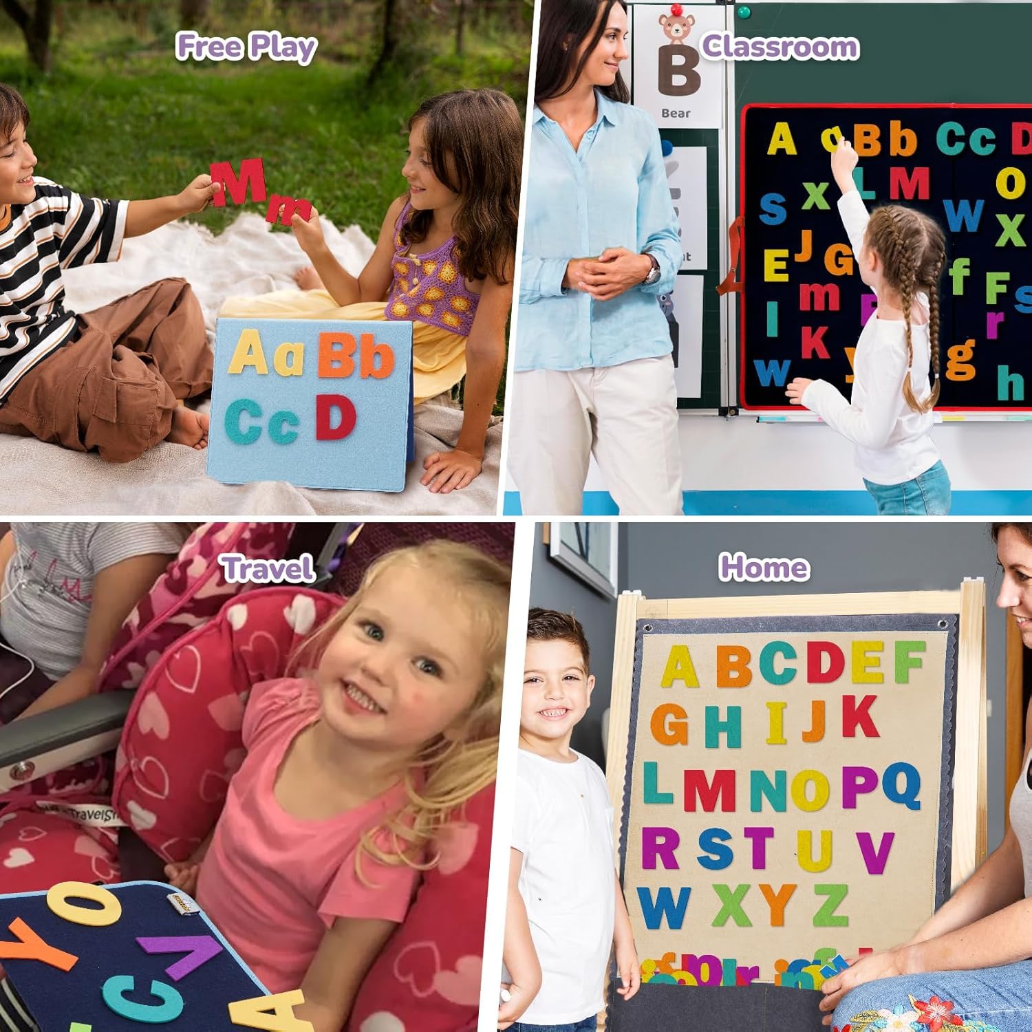CHEFAN 104-Piece Felt Letters Alphabet Set for Kids – Uppercase & Lowercase for Preschool & Homeschool Learning