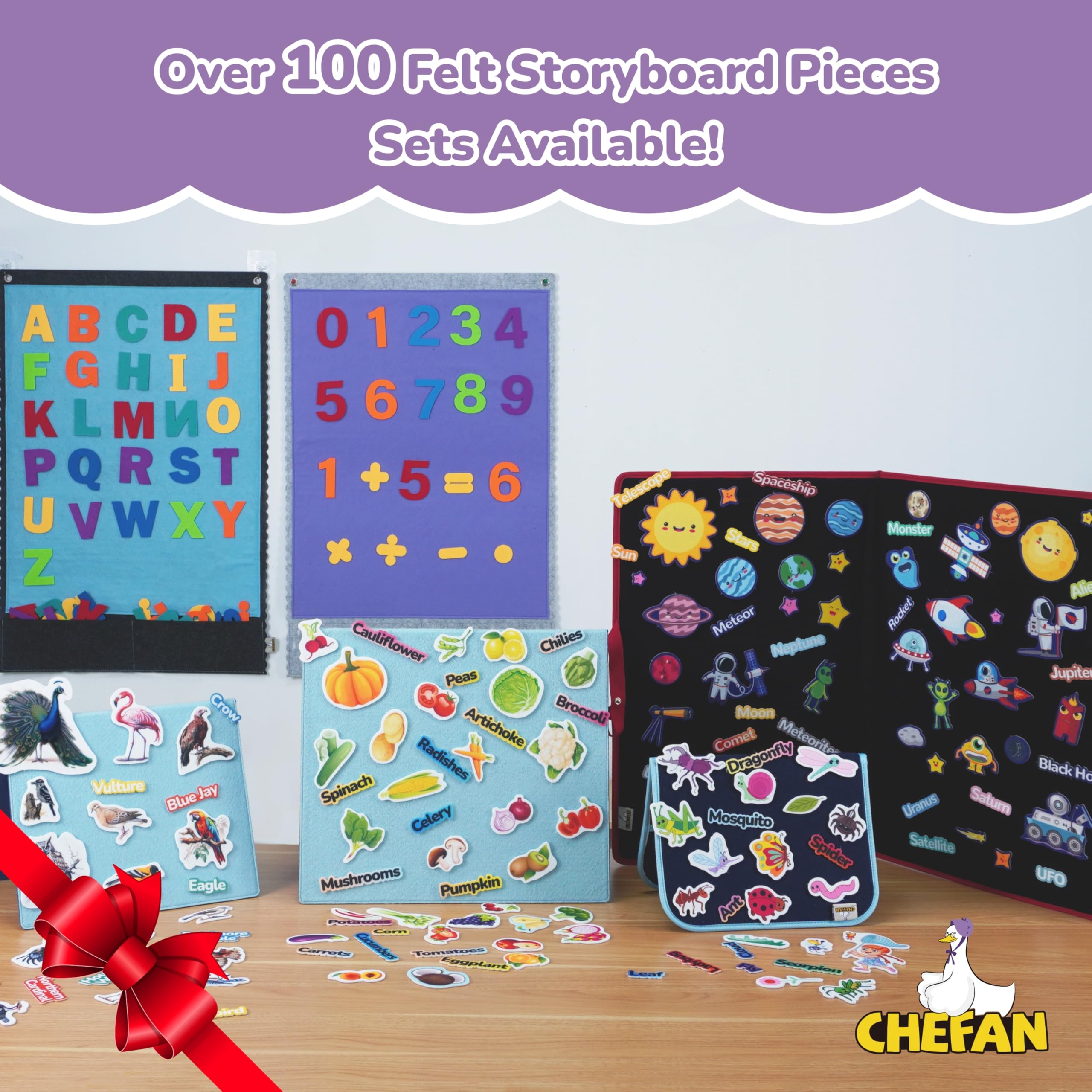 CHEFAN 104-Piece Felt Letters Alphabet Set for Kids – Uppercase & Lowercase for Preschool & Homeschool Learning