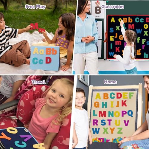 CHEFAN 104-Piece Felt Letters Alphabet Set for Kids – Uppercase & Lowercase for Preschool & Homeschool Learning