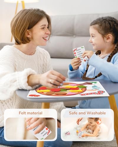 CHEFAN Pizza Counting Toddler Toys – Felt Number Learning Game for Preschool Math