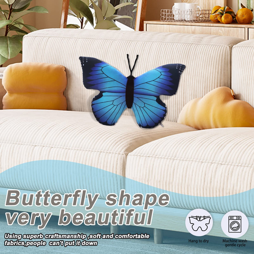 CHELEI2019 Blue Butterfly Plush Pillow – 15.7 Inch Soft Stuffed Animal Toy for Kids and Decoration