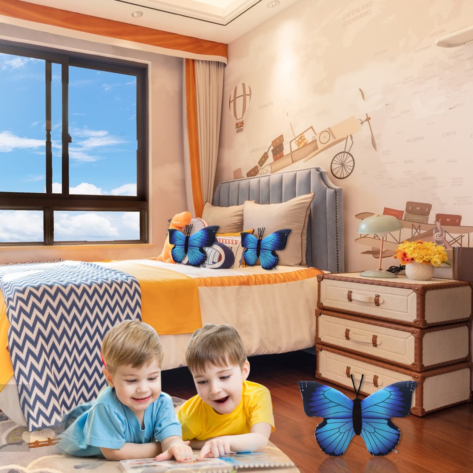 CHELEI2019 Blue Butterfly Plush Pillow – 15.7 Inch Soft Stuffed Animal Toy for Kids and Decoration