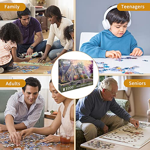 CHengQiSM 1000 Piece Jigsaw Puzzle for Adults – Country House Spring Landscape, Premium Recycled Cardboard, Anti-Glare, 26.75x19.75in