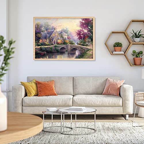 CHengQiSM 1000 Piece Jigsaw Puzzle for Adults – Country House Spring Landscape, Premium Recycled Cardboard, Anti-Glare, 26.75x19.75in