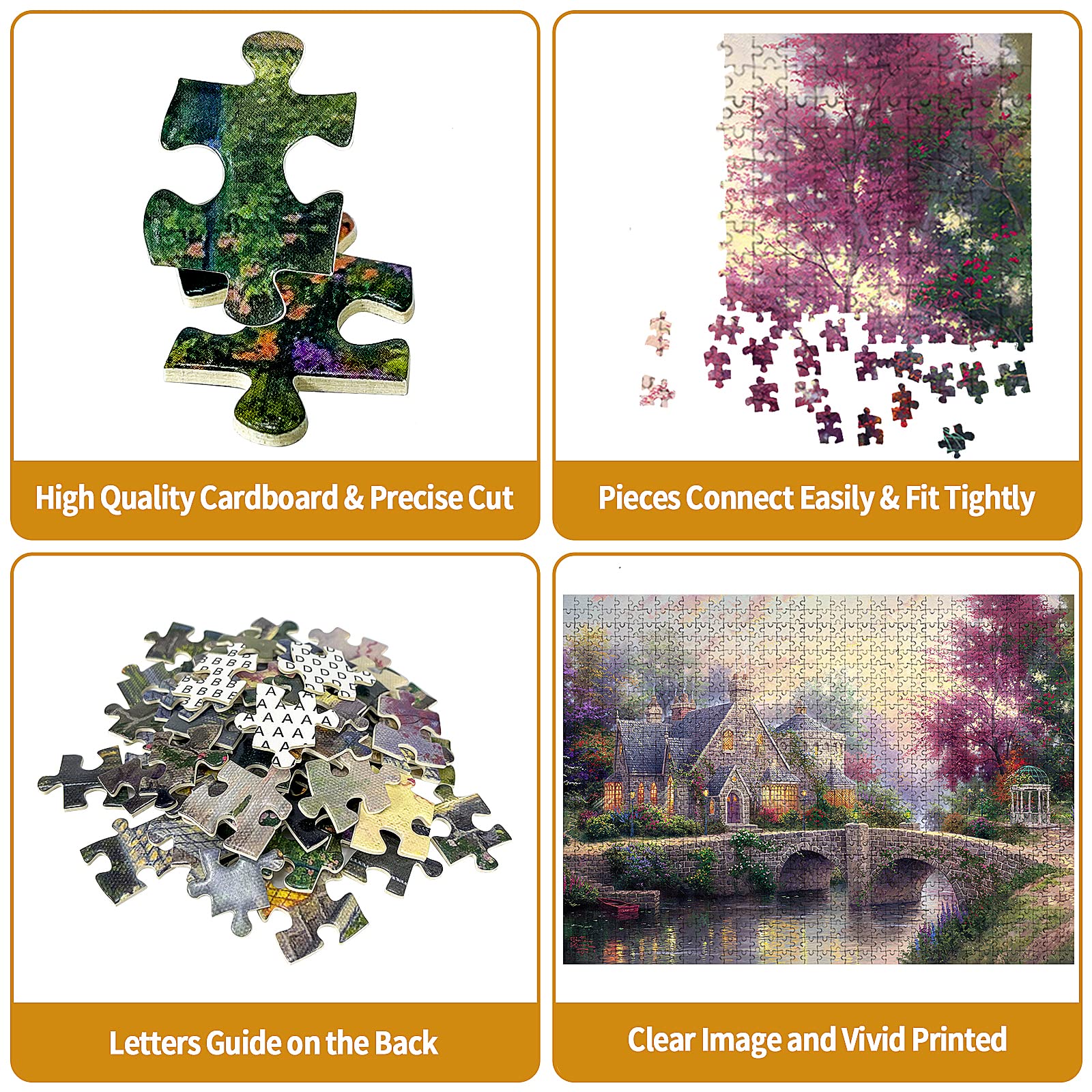 CHengQiSM 1000 Piece Jigsaw Puzzle for Adults – Country House Spring Landscape, Premium Recycled Cardboard, Anti-Glare, 26.75x19.75in
