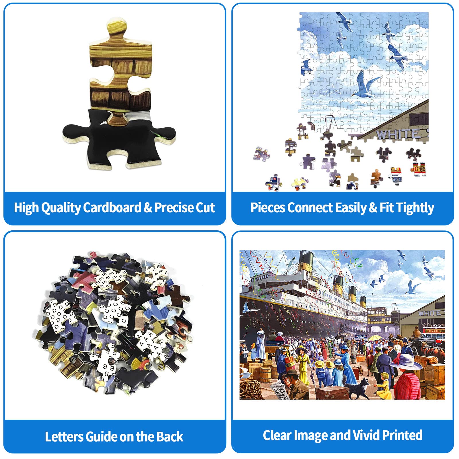 CHengQiSM 1000-Piece Titanic Jigsaw Puzzle – Glare-Free, Letter-Guided, 26.75 x 19.75 Inches