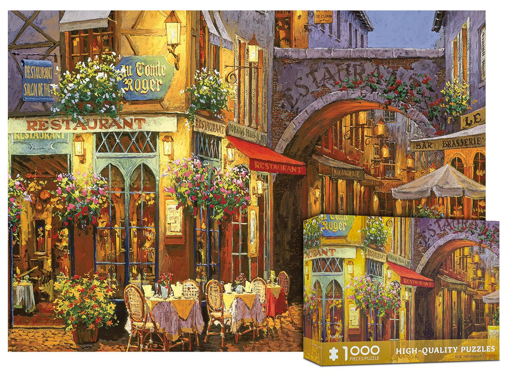 CHengQiSM 1000 Piece Venice Street Puzzle – Blooming Streets Jigsaw with Poster