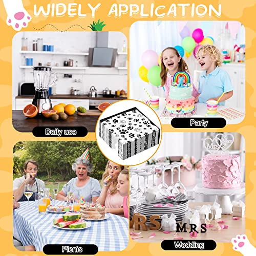 CHENGU 100-Pack Paw Print Napkins 5x5 Inch 2-Ply Paper Party Napkins for Animal Themed Birthdays, Western Parties (Black)