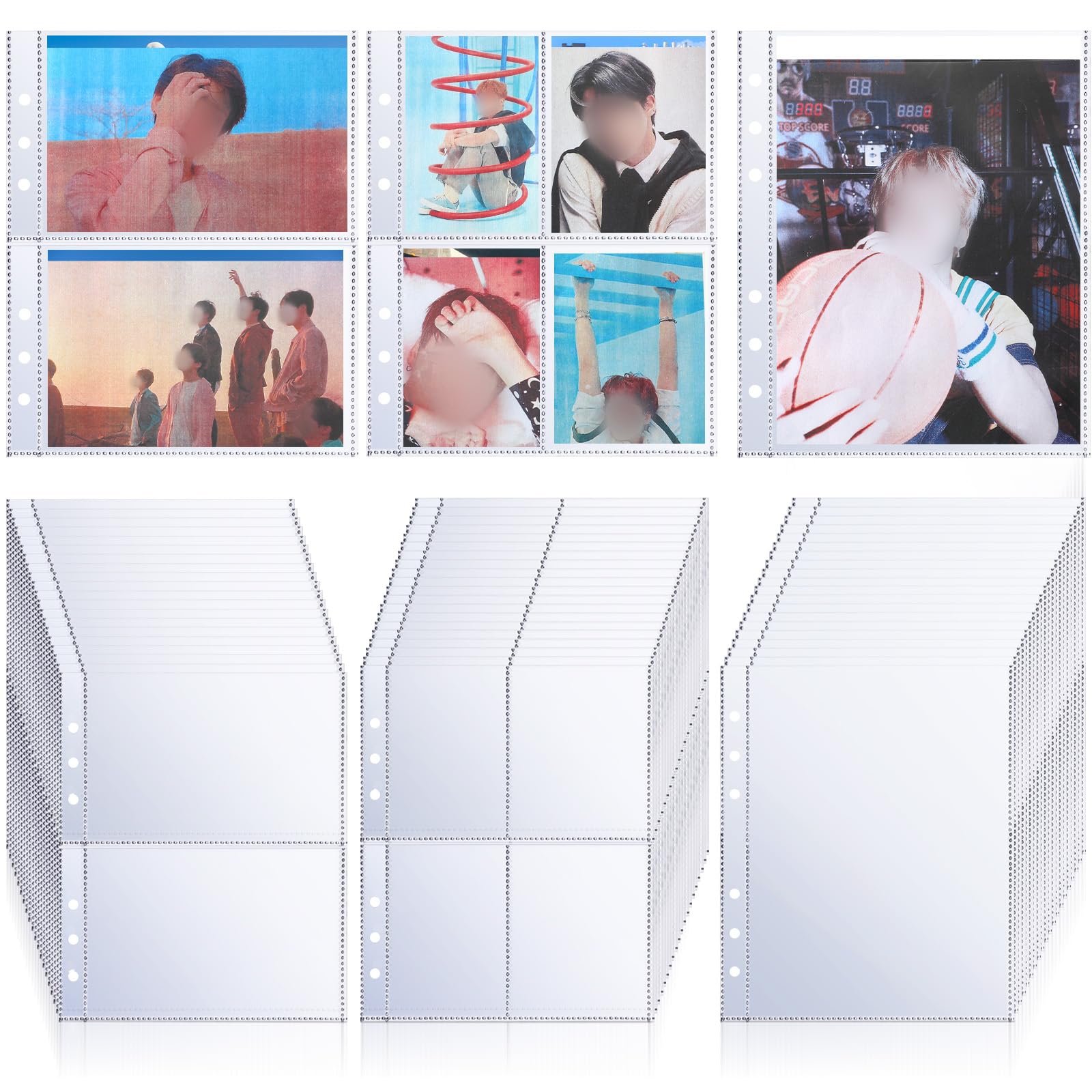 CHENGU 60 Pack Clear Binder Pockets for A5 6-Ring – 1, 2 & 4 Pocket Options for Photos and Cards