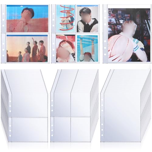 CHENGU 60 Pack Clear Binder Pockets for A5 6-Ring – 1, 2 & 4 Pocket Options for Photos and Cards