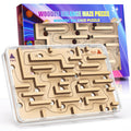 CHEROSIN Wooden Marble Maze Puzzle – Handheld Fidget Game for Kids & Adults | Brain Teaser Travel Toy with 21 Holes
