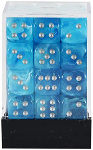 Chessex Luminary Sky/Silver 12 mm D6 Dice Block - 36 Dice