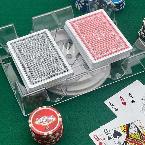 CHH Dual Deck Revolving Card Holder – 360° Acrylic Stand for Poker, Uno, and Card Games