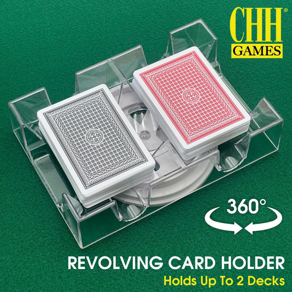 CHH Dual Deck Revolving Card Holder – 360° Acrylic Stand for Poker, Uno, and Card Games