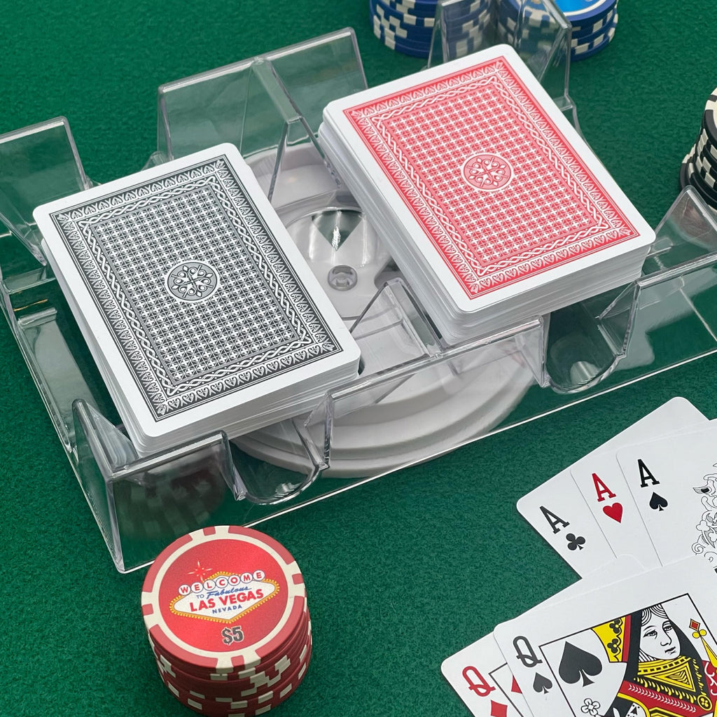 CHH Dual Deck Revolving Card Holder – 360° Acrylic Stand for Poker, Uno, and Card Games