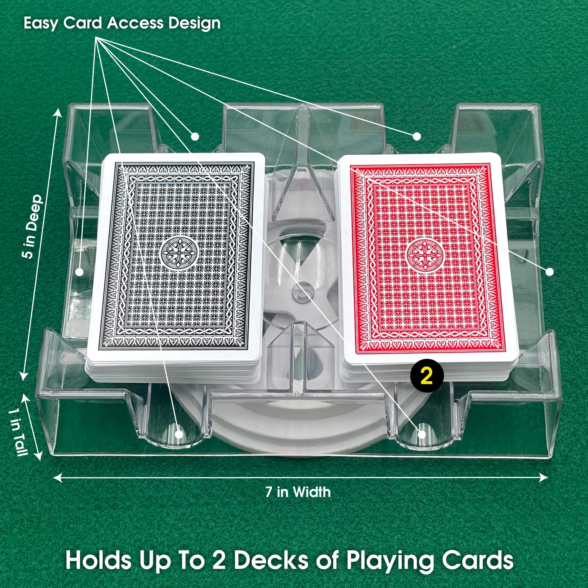 CHH Dual Deck Revolving Card Holder – 360° Acrylic Stand for Poker, Uno, and Card Games