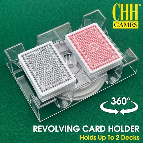 CHH Dual Deck Revolving Card Holder – 360° Acrylic Stand for Poker, Uno, and Card Games