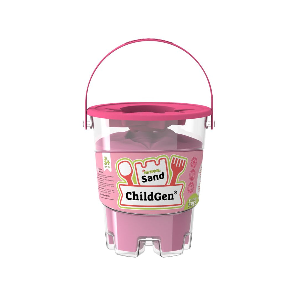 ChildGen Magic Play Sand Bucket 1.1lb – Non-Toxic Pink Sensory Sand for Ages 3-12