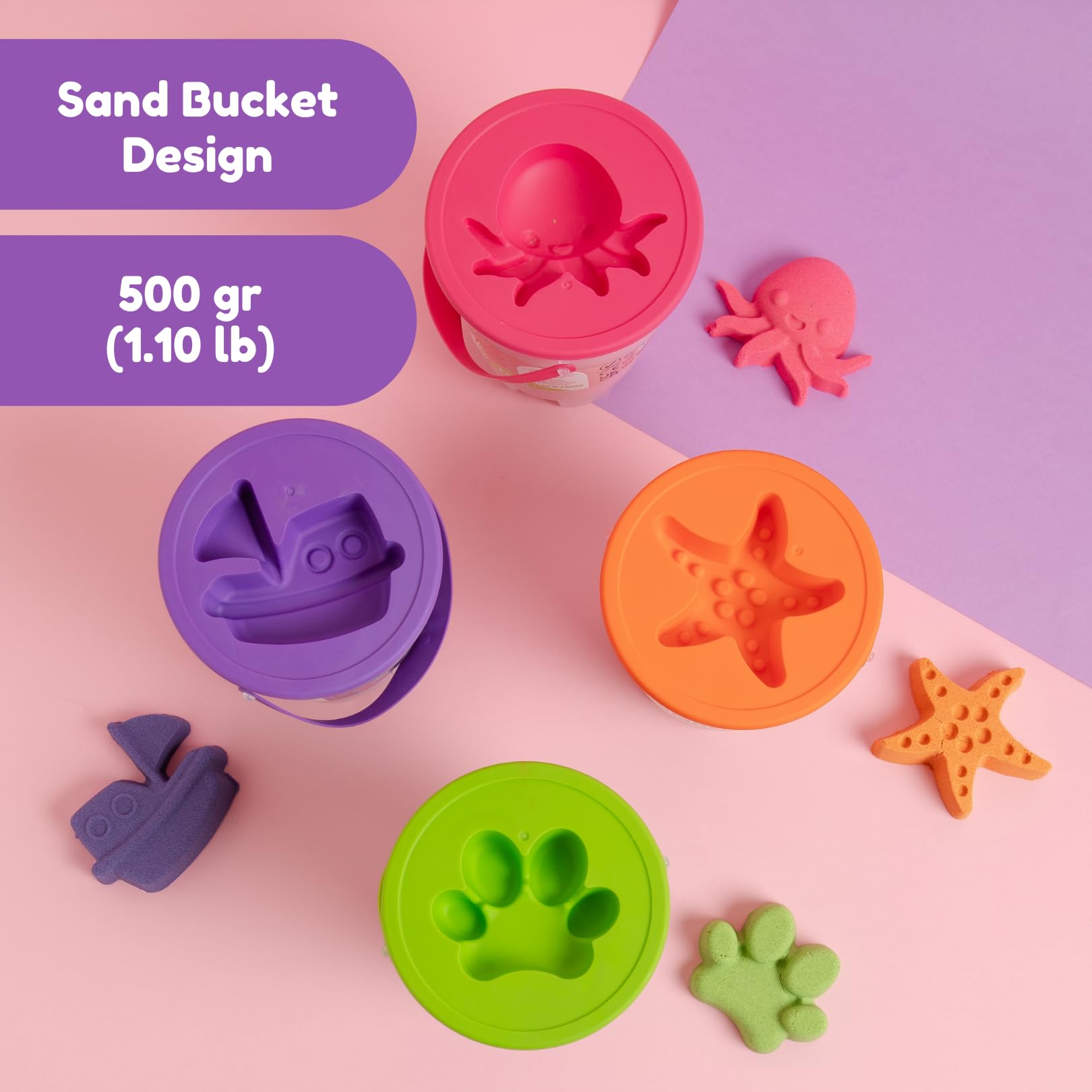 ChildGen Magic Play Sand Bucket 1.1lb – Non-Toxic Pink Sensory Sand for Ages 3-12
