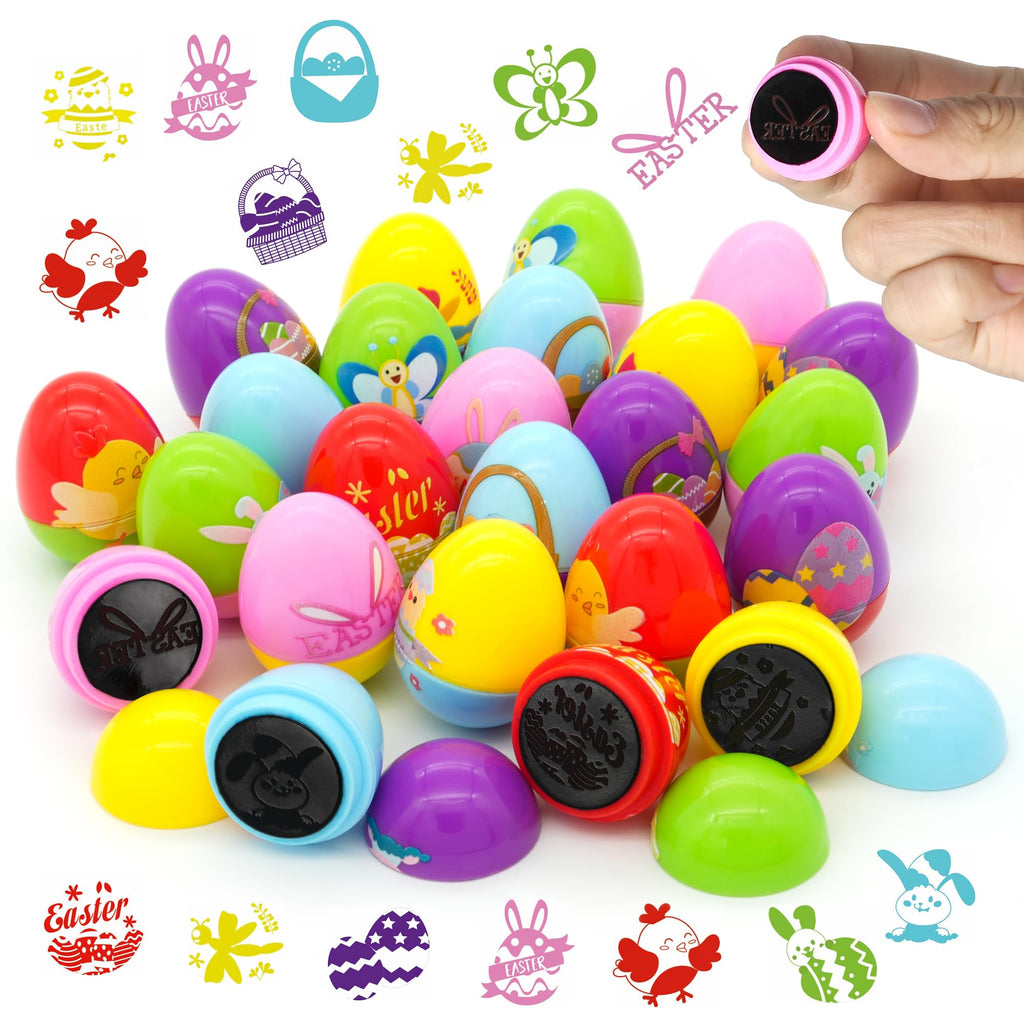 Childom 24-Pack Easter Stamps for Kids - Pre-Inked Mini Stampers for Egg Hunt, Party Favors, and Classroom Prizes