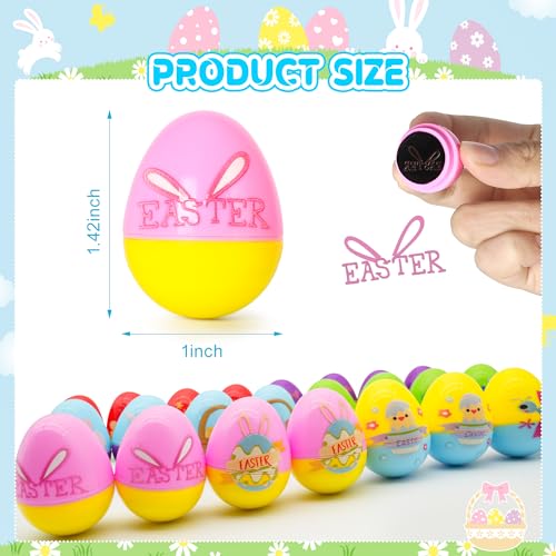 Childom 24-Pack Easter Stamps for Kids - Pre-Inked Mini Stampers for Egg Hunt, Party Favors, and Classroom Prizes