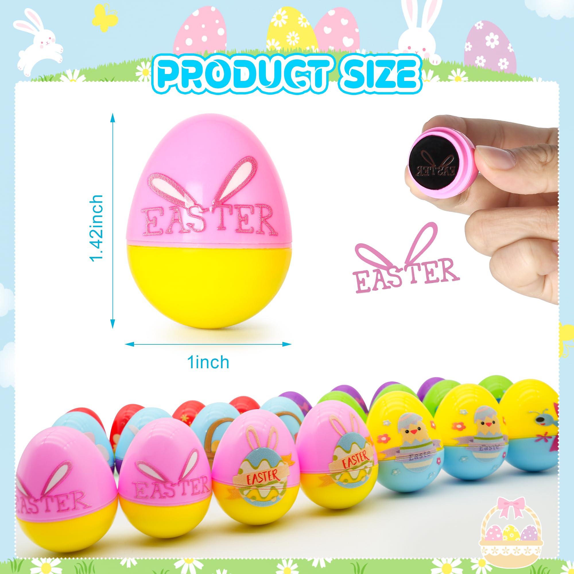 Childom 24-Pack Easter Stamps for Kids - Pre-Inked Mini Stampers for Egg Hunt, Party Favors, and Classroom Prizes