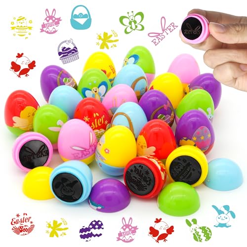 Childom 24-Pack Easter Stamps for Kids - Pre-Inked Mini Stampers for Egg Hunt, Party Favors, and Classroom Prizes