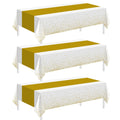 Childom 3 Pack White & Gold Plastic Tablecloth 54x108 for Class of 2026 Graduation Party Decorations