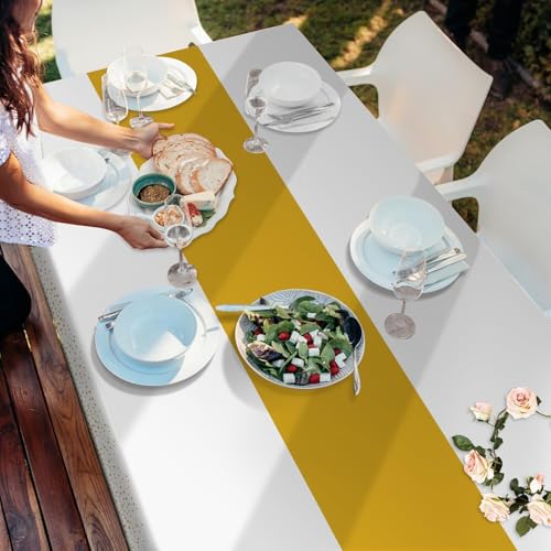 Childom 3 Pack White & Gold Plastic Tablecloth 54x108 for Class of 2026 Graduation Party Decorations