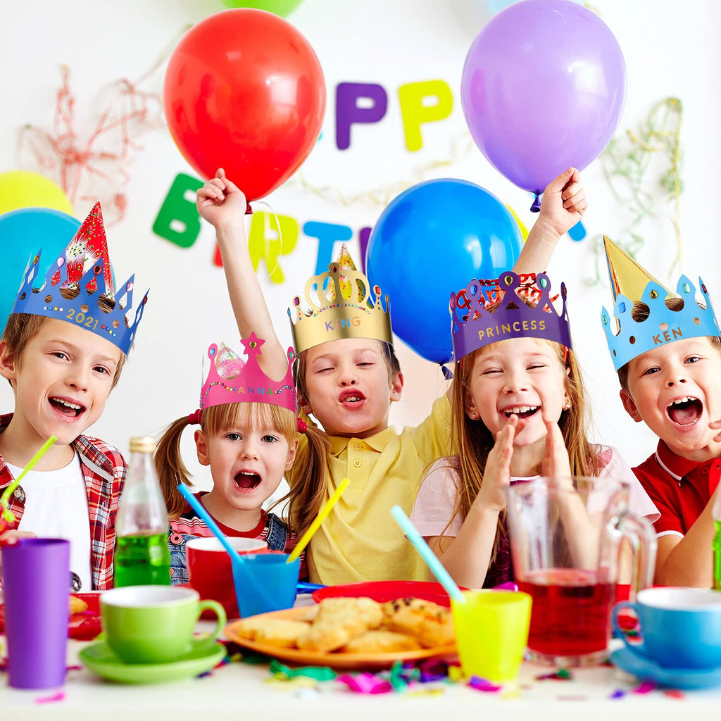 Chinco 38-Piece Paper Crown Hats with Stickers – DIY Birthday Party Crowns for Kids