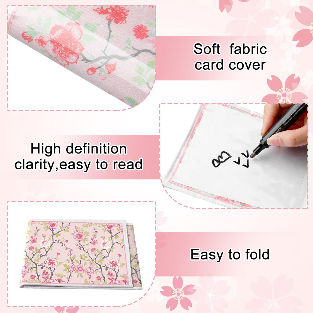 Chinoiserie Mahjong Card Holder Set of 4 - Pink & Green Fabric Scorecard Protectors for American Mahjong Cards