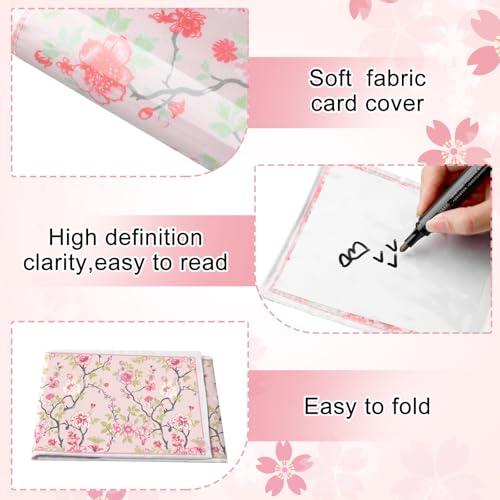 Chinoiserie Mahjong Card Holder Set of 4 - Pink & Green Fabric Scorecard Protectors for American Mahjong Cards